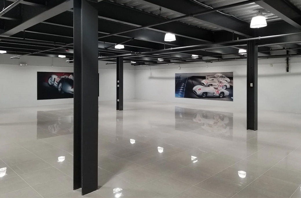 Finished coated concrete floor in a commercial mechanical or utility room